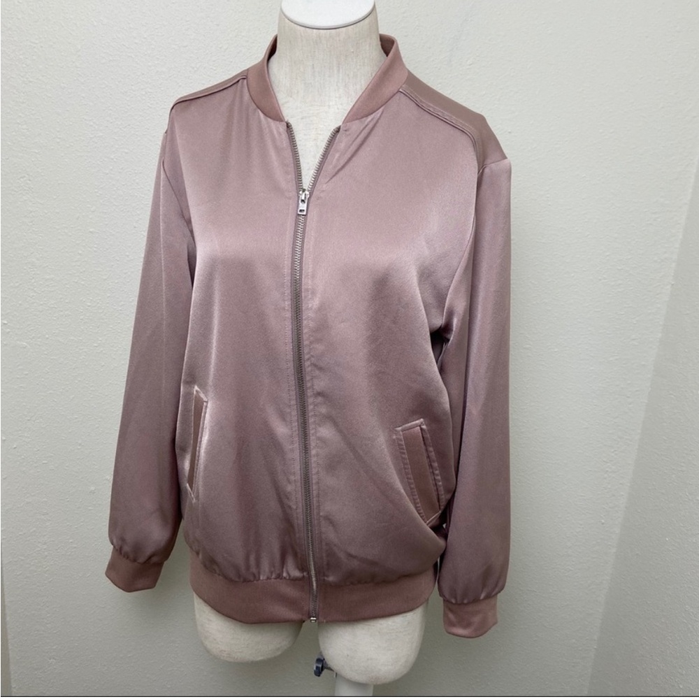 Topshop Pink Bomber Jacket Satin Finish